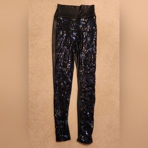 Blue and Black Sequined Leggings